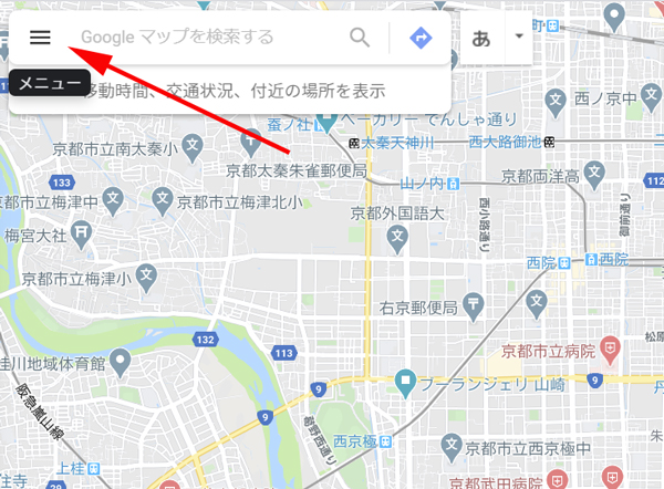 Google Map メニュー