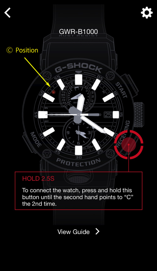 G-SHOCK Connected / HOLD 2.5 seconds